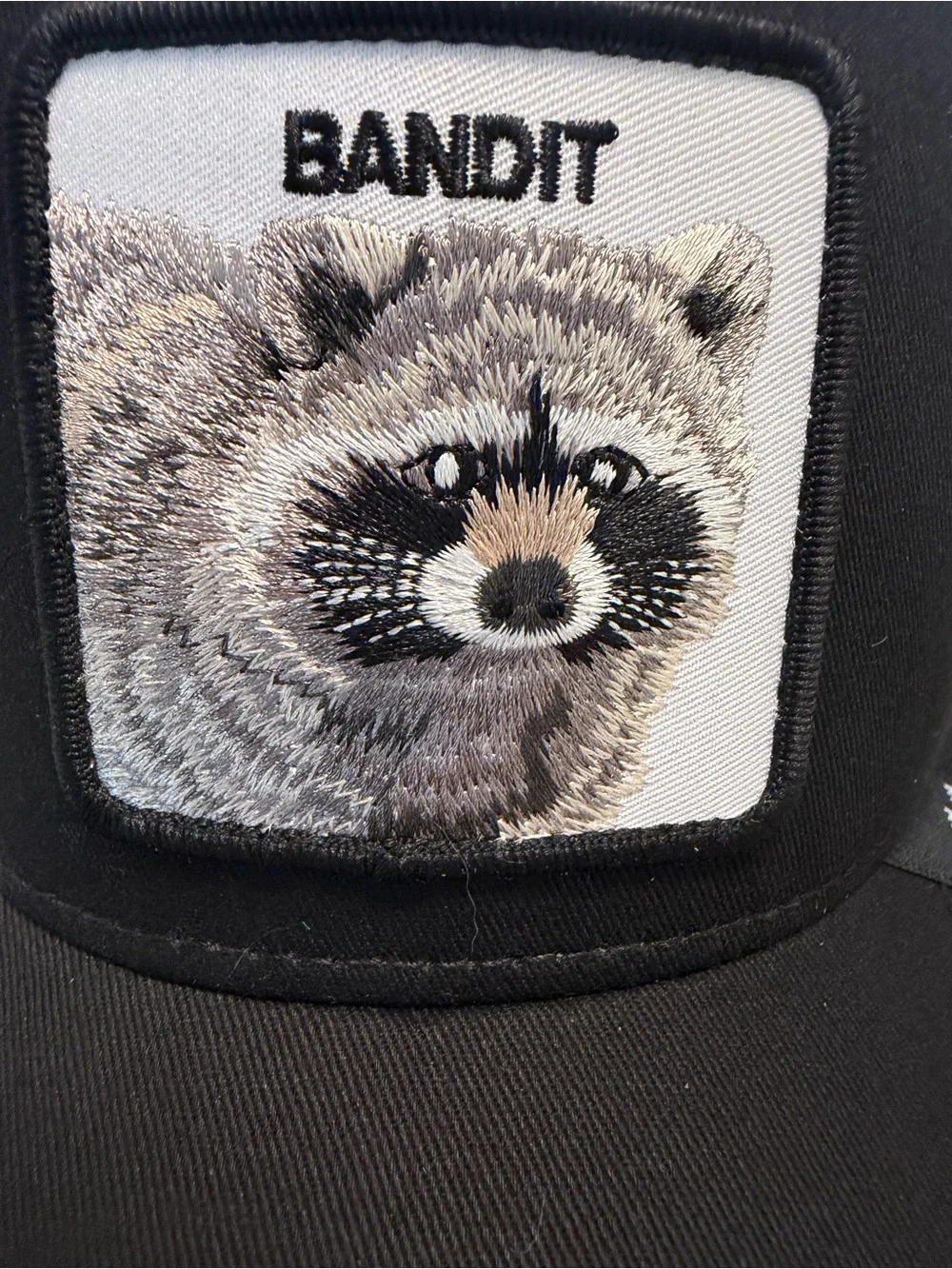 Raccoon Bandit Goorin Bros The Farm Black Trucker Hat NWT